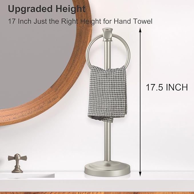 Hoimpro 17 Inch Stand Hand Towel Holder Towel Bar Towel Hanging Ring, Free - Image 3