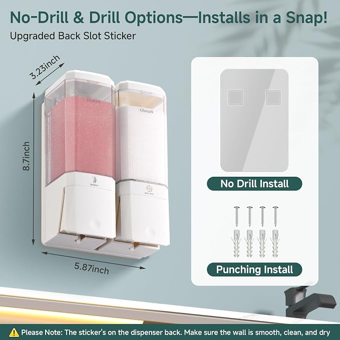 Shampoo and Conditioner Dispenser 2 Chamber No Drill Shampoo Dispenser - Image 7