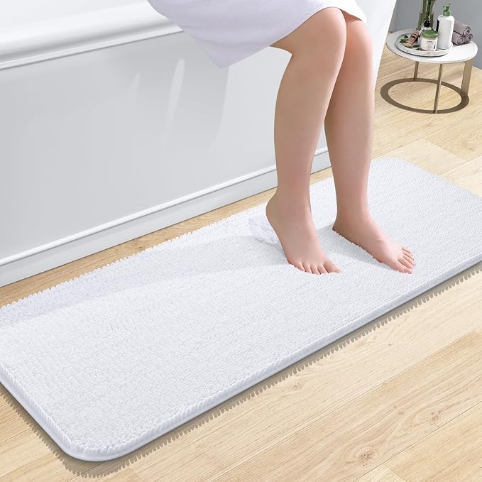 OLANLY Bathroom Rugs 47x17, Extra Soft Absorbent Chenille Bath Rugs, Rubber by OLANLY