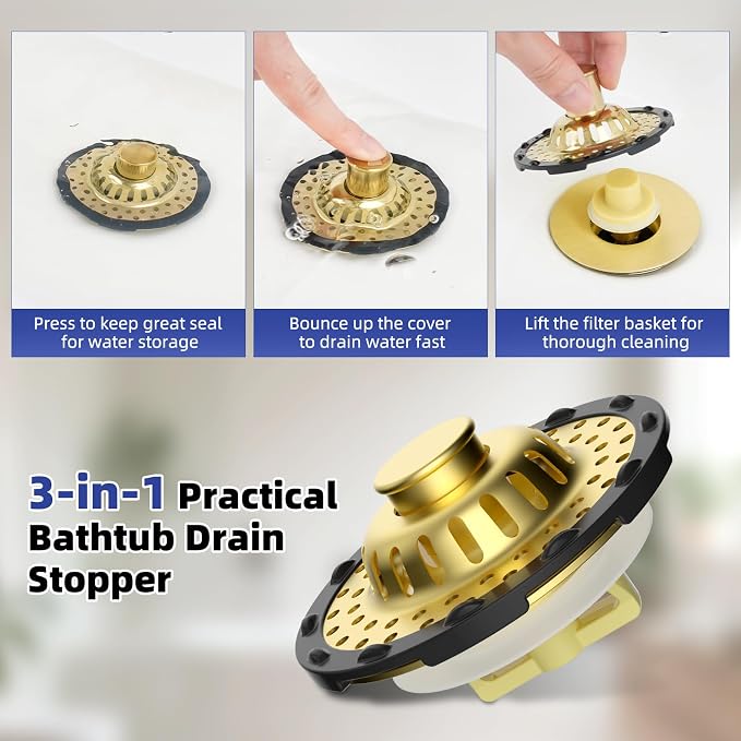 Metal 2 Pack Bathtub Drain Stopper - Image 7