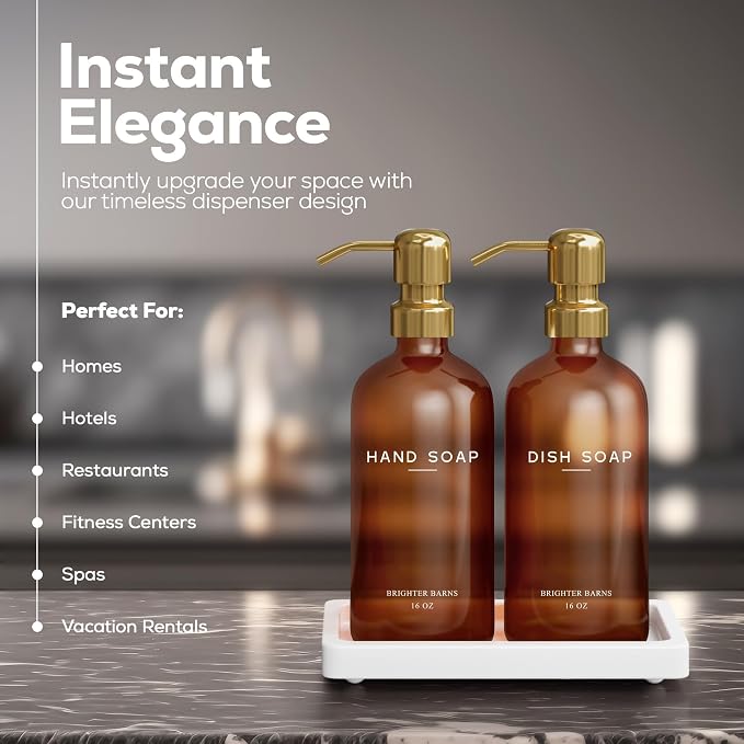 Luxury Glass Hand and Dish Soap Dispenser Set - Image 2