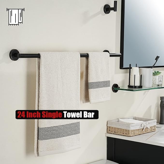 JQK Oil Rubbed Bronze Towel Bar, 24 Inch 304 Stainless Steel Thicken 0.8mm - Image 5