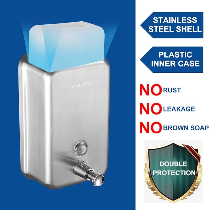 Commercial Wall Mount Stainless Steel Soap Dispenser, Corrosion Proof Lining - Image 2
