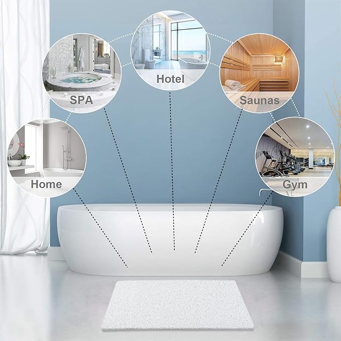 godehone Shower Mats Non Slip Without Suction Cups, PVC Loofah Bathroom Mats - Image 7