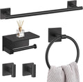 5-Piece Black Bathroom Hardware Set, SUS304 Stainless Steel Bathroom by LairuierBathroomHardwareSet