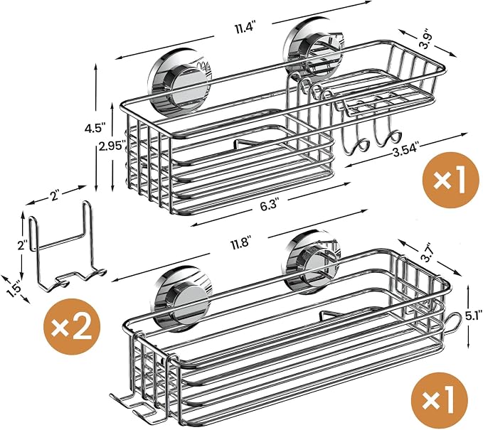 LEVERLOC Shower Caddy Suction Cup, Shower Organizer Removable Bathroom Shelf - Image 7