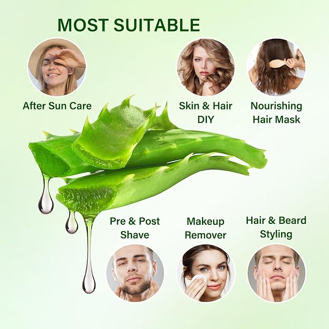 Aloe Vera Gel for Face and Body, Hydrating Organic Aloe Vera Gel, Cooling Body - Image 3