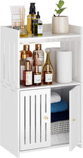Bathroom Storage Cabinet, 3-Tier Small White Floor Cabinet Freestanding by HAYOFAMY