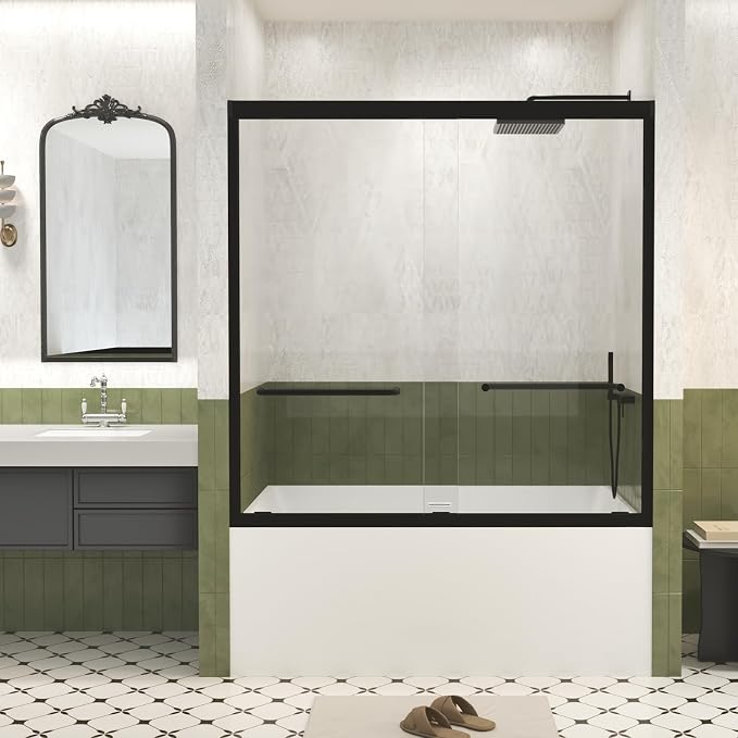 Shower Doors Glass Sliding, Semi-Frameless, 1/4" Inch Sgcc Tempered Glass - Image 2