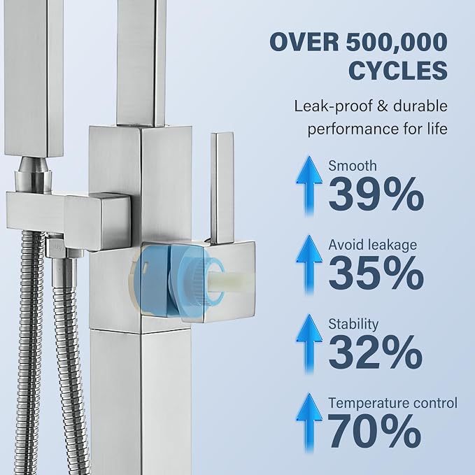 Freestanding Tub Filler, Floor Mount Bathtub Faucet - Image 5