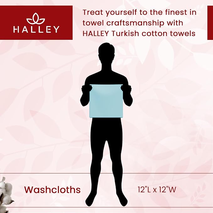 HALLEY Turkish 8 Pack Premium Washcloths 650 GSM Highly Absorbent Super Soft - Image 9