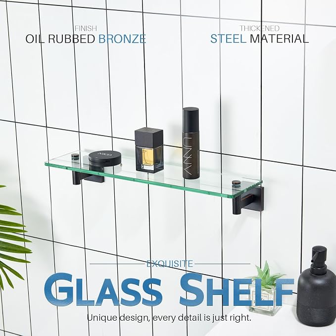 KOKOSIRI Wall Shelves Bathroom Hardware Tempered Glass Floating Shelf Hanging - Image 3