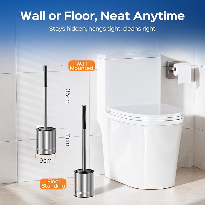 HAMITOR Toilet Bowl Brush Set: Stainless Steel Rustproof Bathroom Cleaning - Image 6