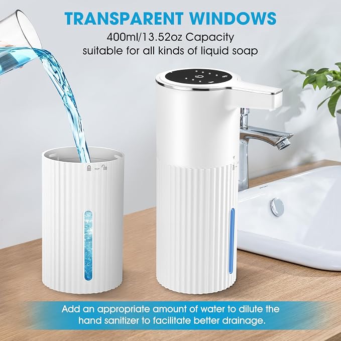 2 Pack Touchless Automatic Liquid Soap Dispenser, 13.5oz Smart Sensor Hand Wash - Image 3