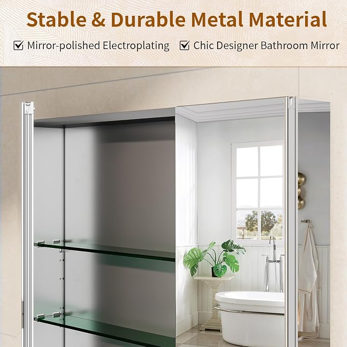 BEAUTYPEAK 36 x 26 Inch Medicine Cabinet - Image 6