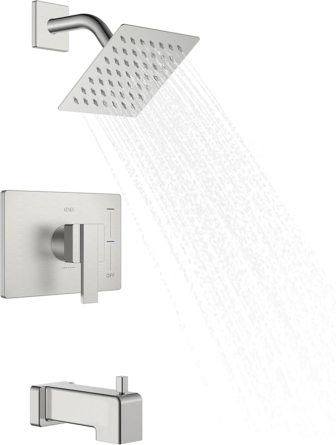 KENES Tub Shower Faucet Set Complete, Brushed Nickel Tub and Shower Trim Kit by KENESBathroomKitchen