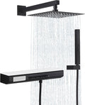Matte Black Rain Shower System Combo: 10" Wall-Mounted Shower Fixtures by Tomfaucet