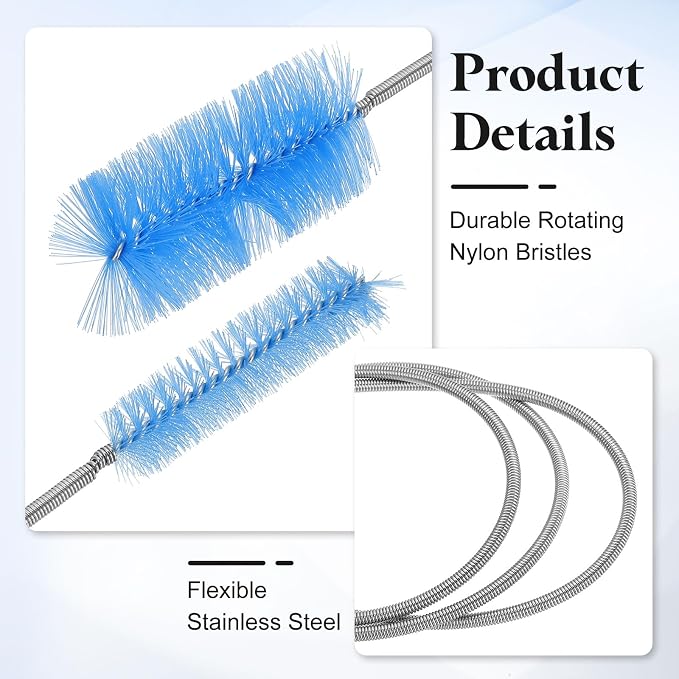 HARFINGTON 3pcs Flexible Long Drain Brush Straw Cleaner Set 78.74" Stainless - Image 3