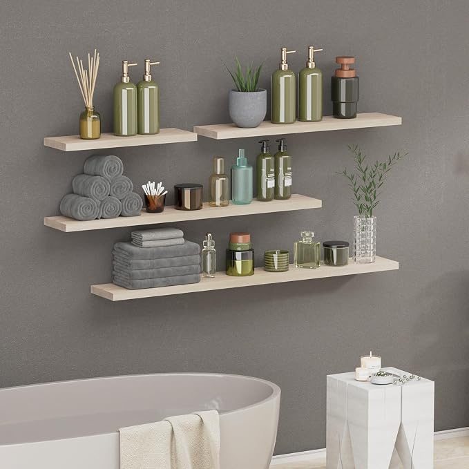 SAUMONIERES Floating Shelves 8 Inch Deep Solid Wood Wide Wall Shelf Set of 1 - Image 6