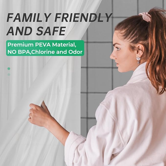 AmazerBath Plastic Shower Curtain 84 Inches Long, 72 x 84 Frosted Weighted - Image 3
