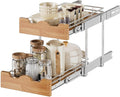 OCG Pull Out Cabinet Organizer 14" W x 21" D, 2 Tier Slide Out Shelf, by OCG