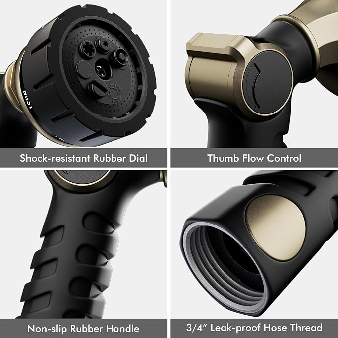 RESTMO Heavy Duty Hose Nozzle, Metal Garden Water Hose Sprayer - Image 7