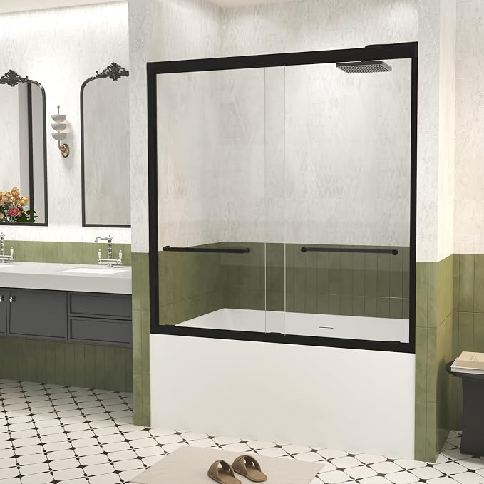 Shower Doors Glass Sliding, Semi-Frameless, 1/4" Inch Sgcc Tempered Glass - Image 3