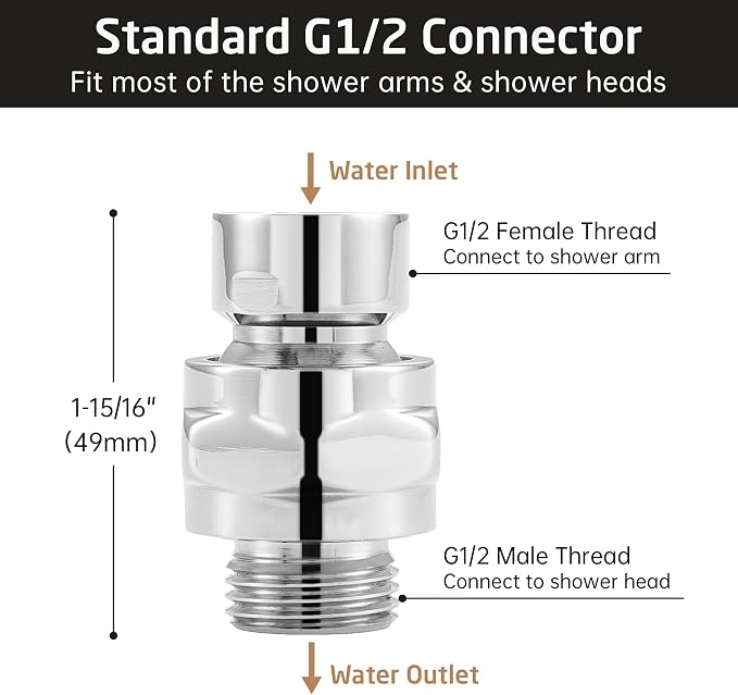 KES Shower Connector Ball Joint Shower Head Swivel Ball Adapter Brass - Image 3
