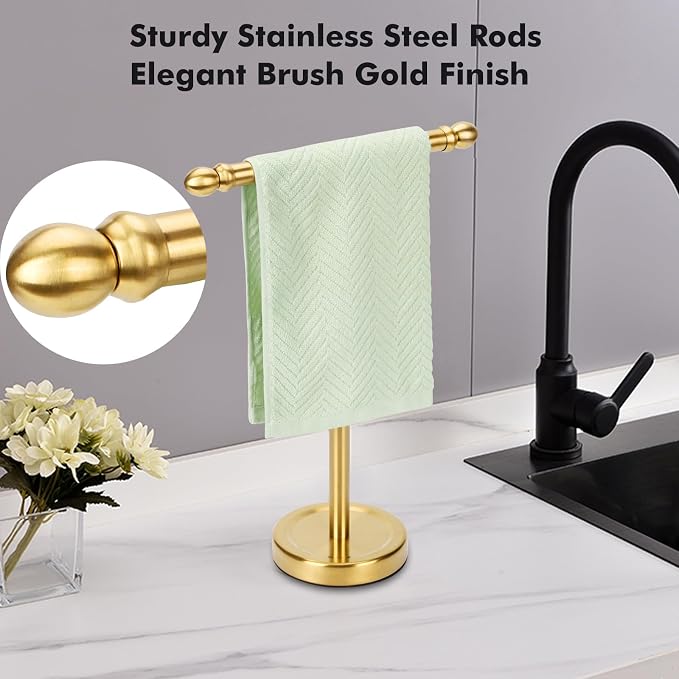 Hand Towel Holder Gold, T-Shape Hand Towel Stand - Image 4