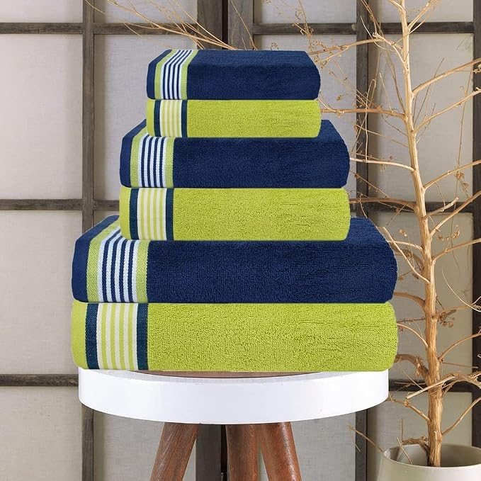 CASA COPENHAGEN He & She 6 Pieces Towel Set- California Blue + Green, 550 GSM 2 - Image 2