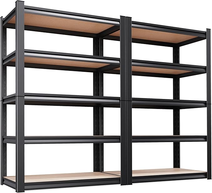 Set of 2 Garage Shelving, 2000LBS Heavy Duty Storage Shelves, 5-Tier Metal Shelf by Unknown