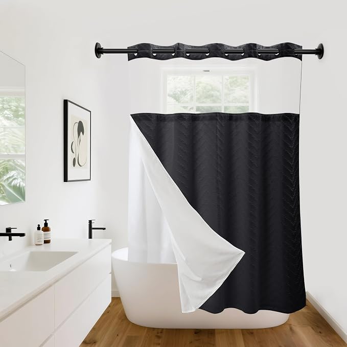 Hookless Shower Curtain with Snap in Liner 71" x 74" Double-Layer Waterproof by %EF%BC%B9%EF%BC%A7%EF%BC%A8%EF%BC%BA%EF%BC%B9%EF%BC%A7