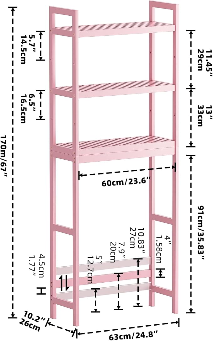 SMIBUY Bathroom Storage Shelf, Bamboo Over-The-Toilet Organizer Rack, - Image 3