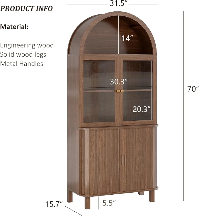Alohappy Arched Kitchen Pantry, Modern Wood Kitchens Storage Cabinets - Image 2