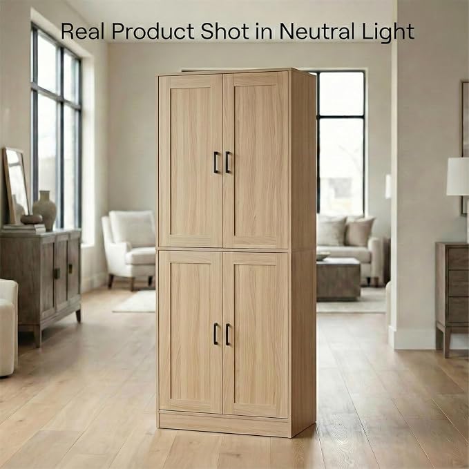 71" Tall Kitchen Pantry Cabinet, Freestanding Food Storage Organizer - Image 3