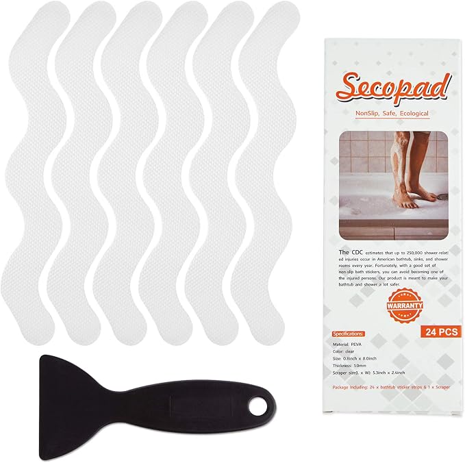 Anti Slip Shower Stickers, Adhesive Decals Safety Strips by Secopad