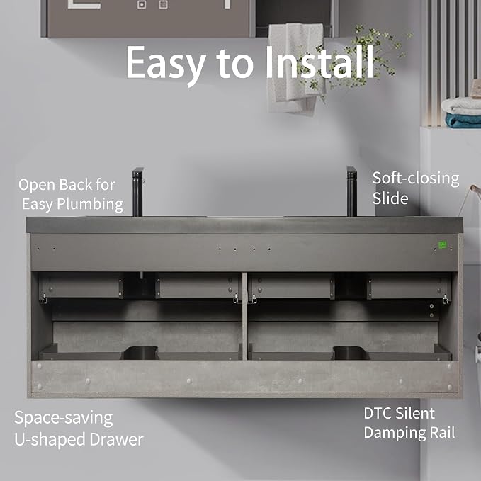 Floating Vanity Bathroom, 72 Inch Bathroom Vanity - Image 4