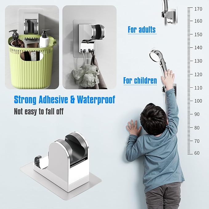 JONKEAN Shower Head Holder Without Drilling, 3m Handheld Shower Head Holder - Image 3