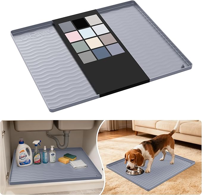 URMONA Waterproof Silicone Under Sink Mat 22'' x 19'' Shelf Liner by URMONA