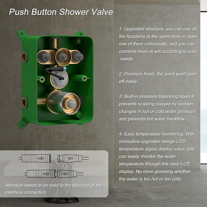 Bathroom Shower Faucet Set Brushed Nickel 12 Inch Wall Mounted Rainfall Shower - Image 6