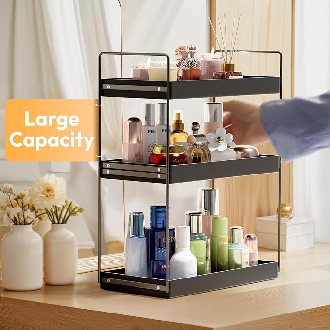 Bathroom Countertop Organizer, 3 Tier Metal Vanity Counter Skincare Shelf - Image 5