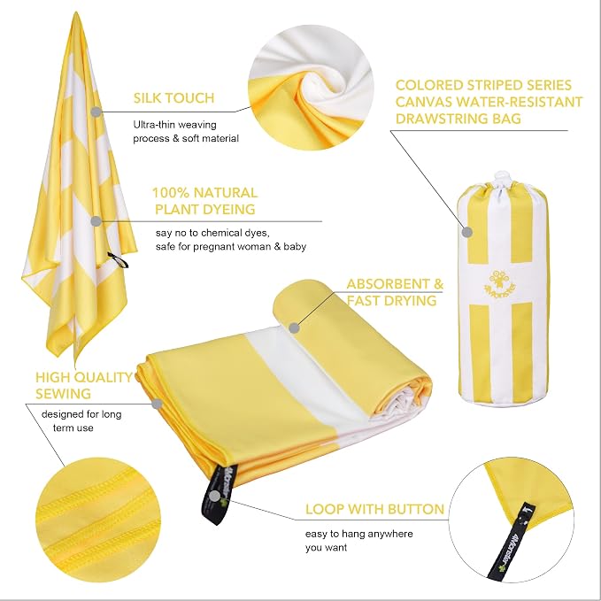 4Monster Microfiber Beach Towel Quick Dry, Super Absorbent Lightweight Travel - Image 3