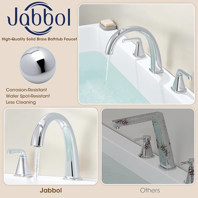 Polished Chrome Roman Tub Faucet, Solid Brass Bathtub Faucet Set - Image 6
