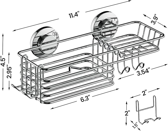 LEVERLOC Shower Caddy Suction Cup, Shelves - Image 3