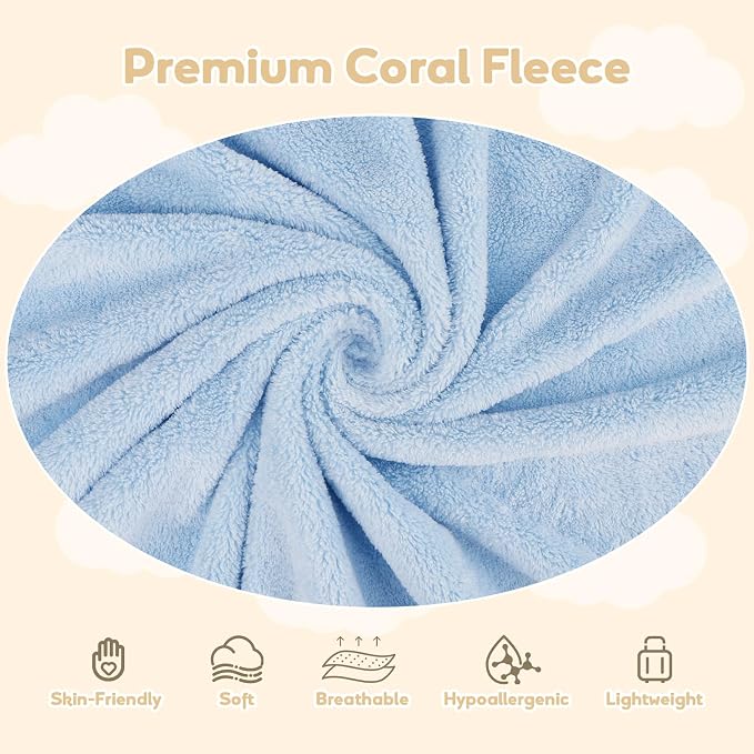 Hooded Towel for Newborn, 2 Pack Soft Coral Fleece Baby Towels, Ultra Absorbent - Image 3