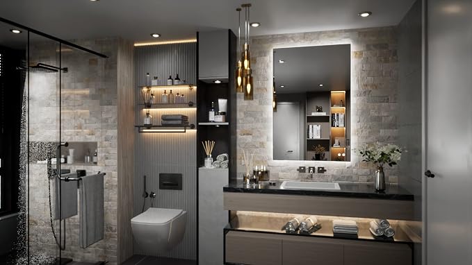 TETOTE 24 x 36 Inch LED Mirror Backlit Bathroom, Anti-Fog Mirror - Image 2