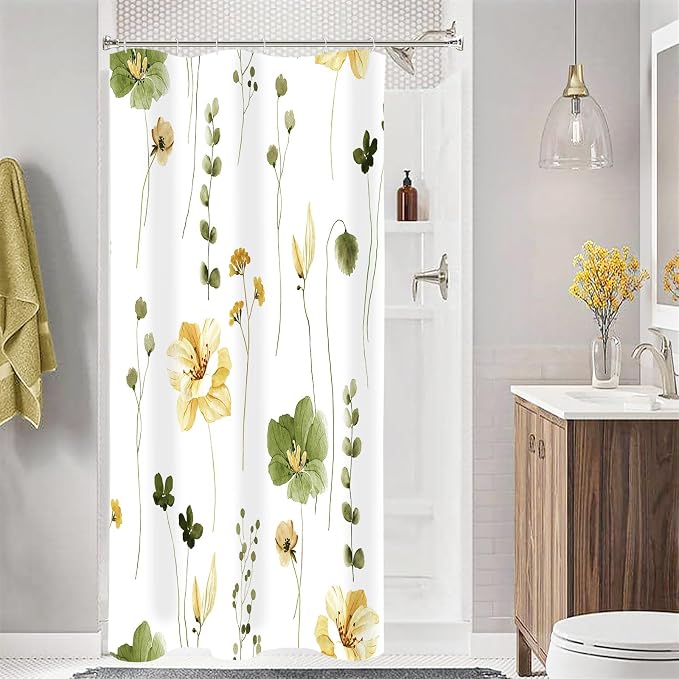 Gibelle Small Stall Shower Curtain 36 x 72, Narrow Half Watercolor Floral by Gibelle