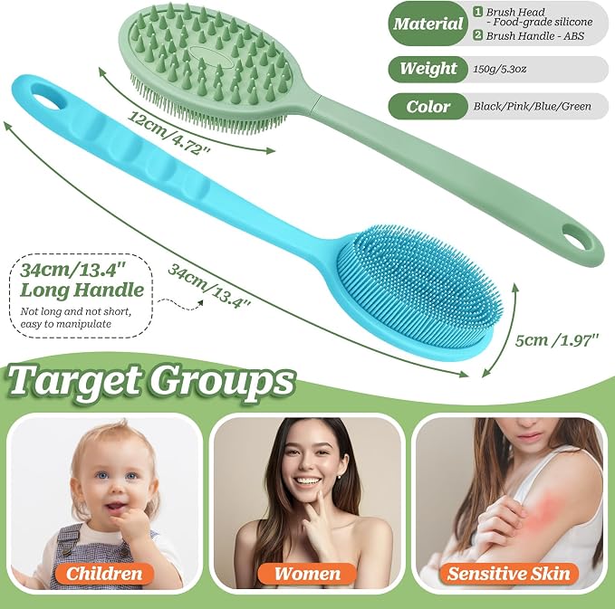 Silicone Face & Back Scrubber Set, Manual Face & Body Scrubber Exfoliator - Image 3