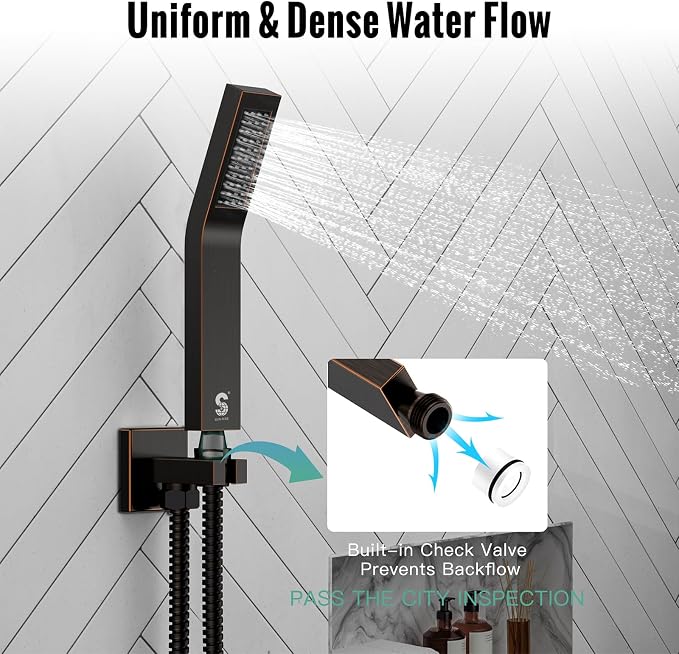 SR SUN RISE 12 Inch Oil Rubbed Bronze Shower System Brass Bathroom Luxury Rain - Image 4