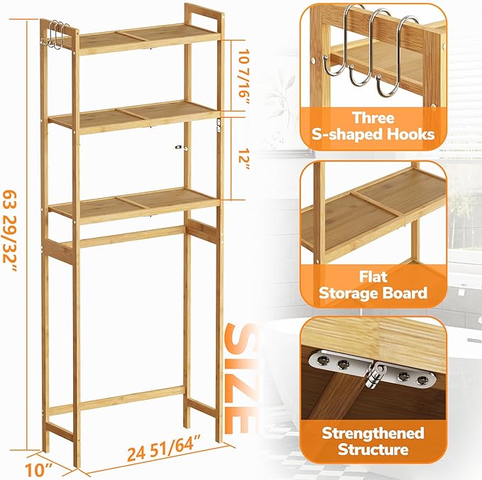 AMBIRD Over The Toilet Storage, 3-Tier Bathroom Organizer Over Toilet - Image 2